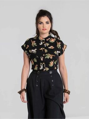 Hell Bunny Safari Button Up Blouse